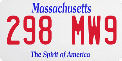 MA license plate 298MW9