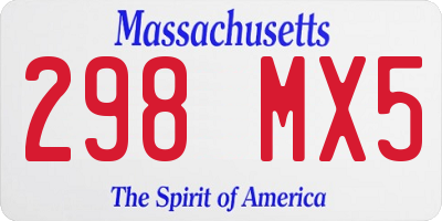 MA license plate 298MX5