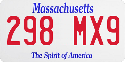 MA license plate 298MX9