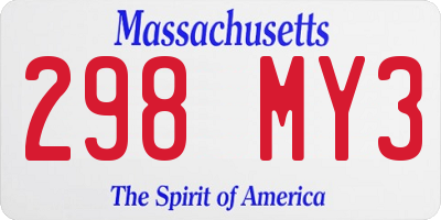 MA license plate 298MY3