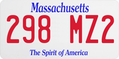 MA license plate 298MZ2