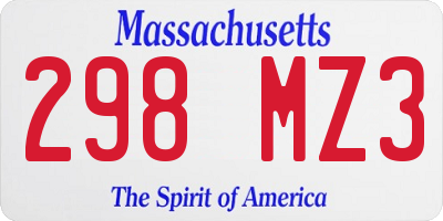 MA license plate 298MZ3