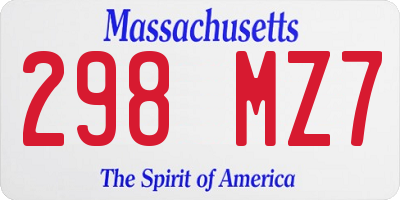 MA license plate 298MZ7