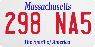 MA license plate 298NA5