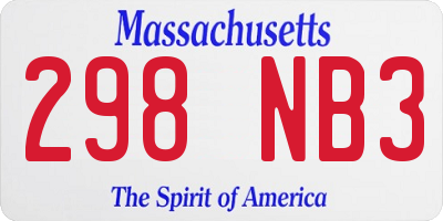 MA license plate 298NB3