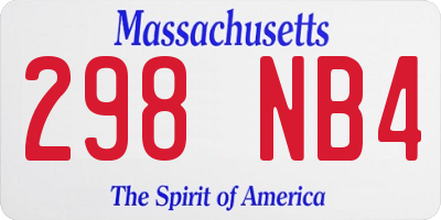 MA license plate 298NB4