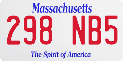 MA license plate 298NB5