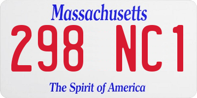 MA license plate 298NC1