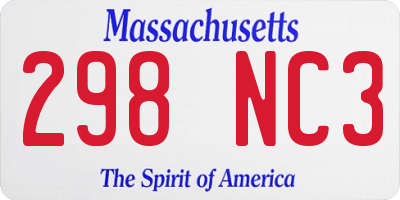 MA license plate 298NC3