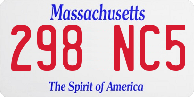 MA license plate 298NC5