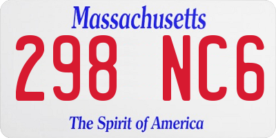 MA license plate 298NC6