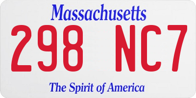 MA license plate 298NC7