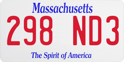 MA license plate 298ND3