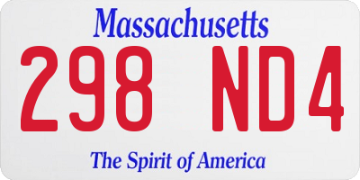 MA license plate 298ND4
