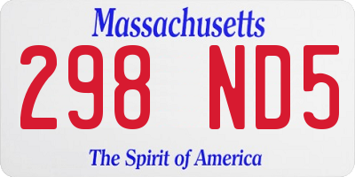 MA license plate 298ND5