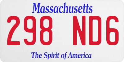 MA license plate 298ND6