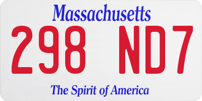 MA license plate 298ND7