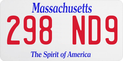 MA license plate 298ND9