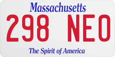 MA license plate 298NE0