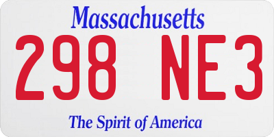 MA license plate 298NE3