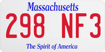 MA license plate 298NF3