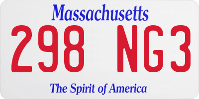 MA license plate 298NG3