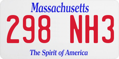 MA license plate 298NH3