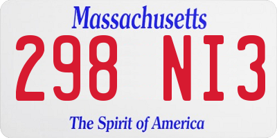 MA license plate 298NI3