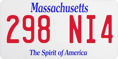 MA license plate 298NI4