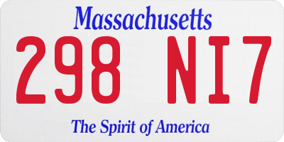 MA license plate 298NI7