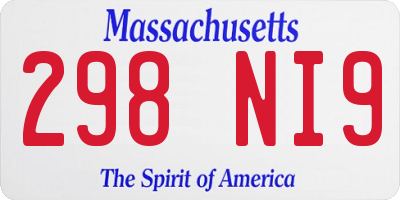 MA license plate 298NI9