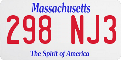 MA license plate 298NJ3
