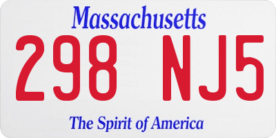 MA license plate 298NJ5