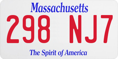 MA license plate 298NJ7