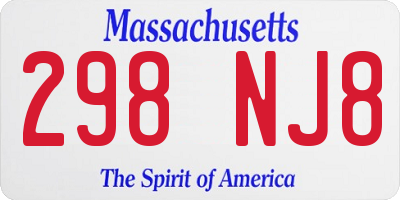 MA license plate 298NJ8