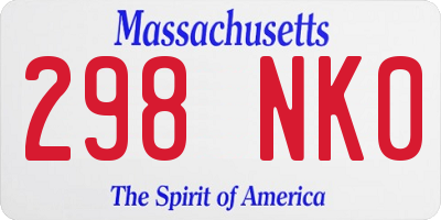 MA license plate 298NK0
