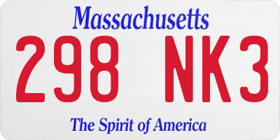 MA license plate 298NK3