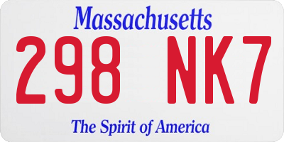 MA license plate 298NK7