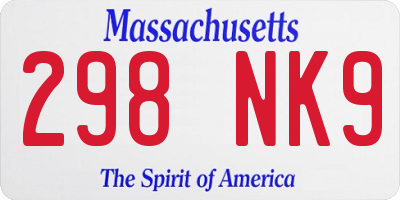 MA license plate 298NK9