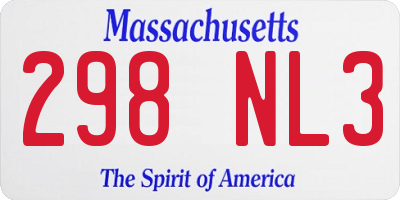 MA license plate 298NL3