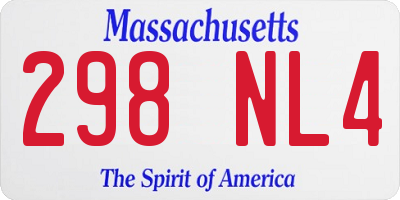 MA license plate 298NL4