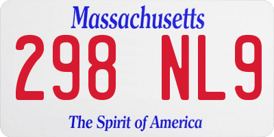 MA license plate 298NL9