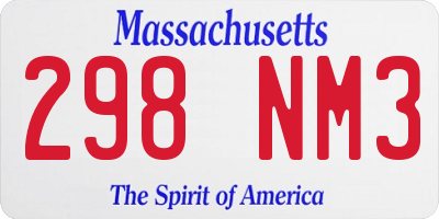 MA license plate 298NM3