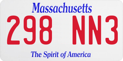 MA license plate 298NN3