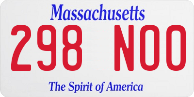MA license plate 298NO0
