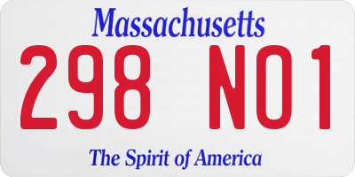 MA license plate 298NO1