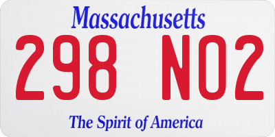 MA license plate 298NO2