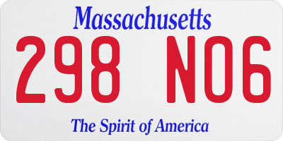 MA license plate 298NO6