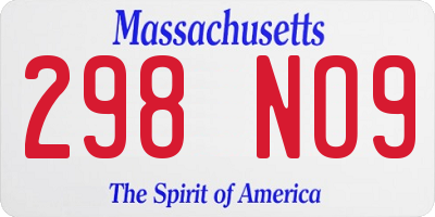 MA license plate 298NO9