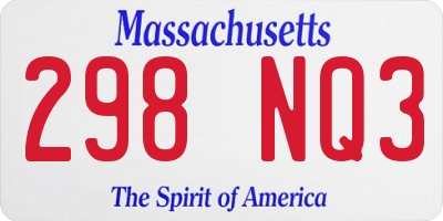 MA license plate 298NQ3